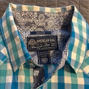 American Rag Blue and White Gingham Casual Shirt